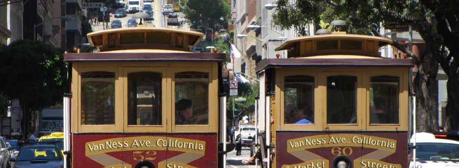 Two San Francisco cable cars