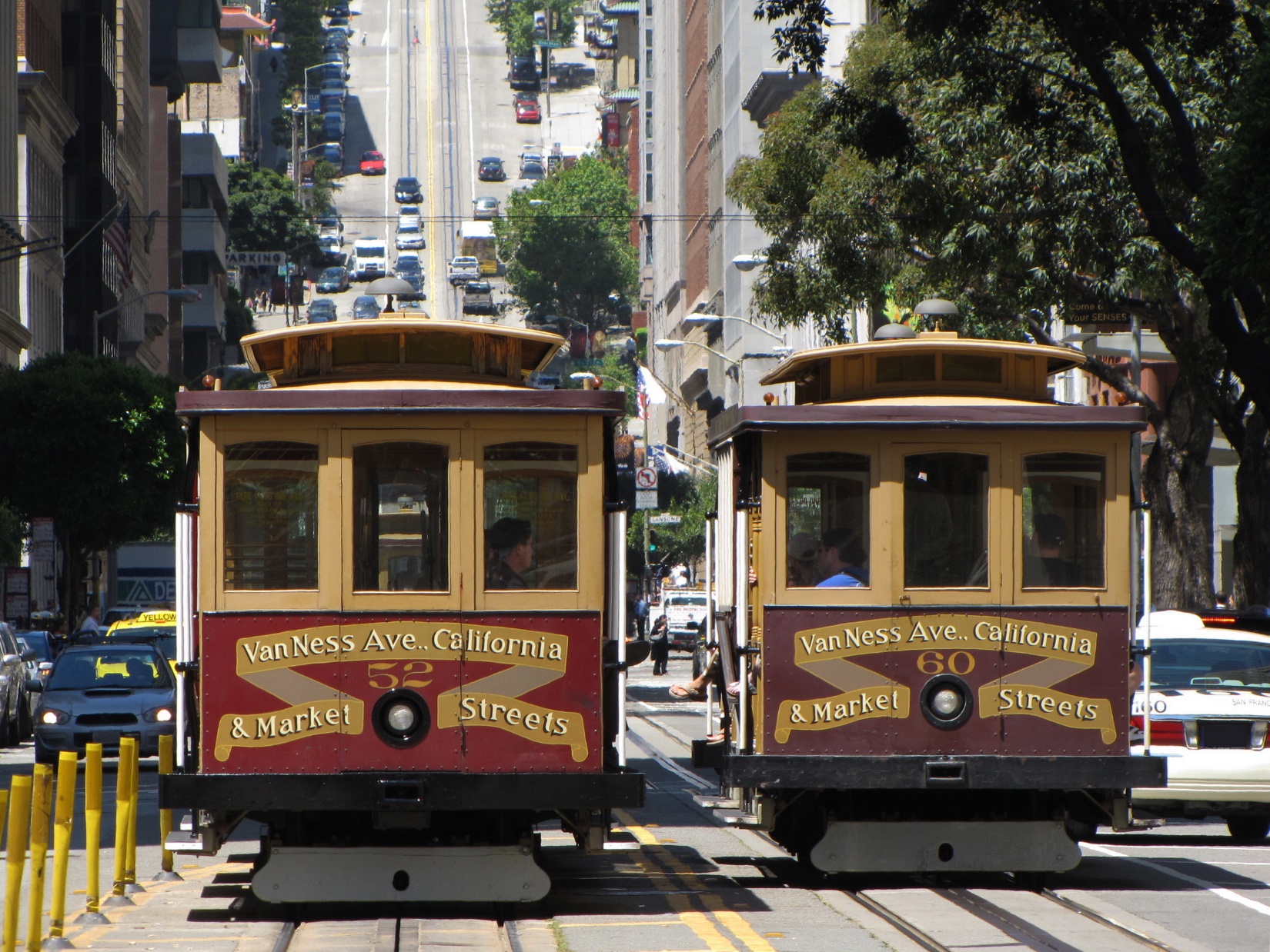 Two trolley cars in San Francisco