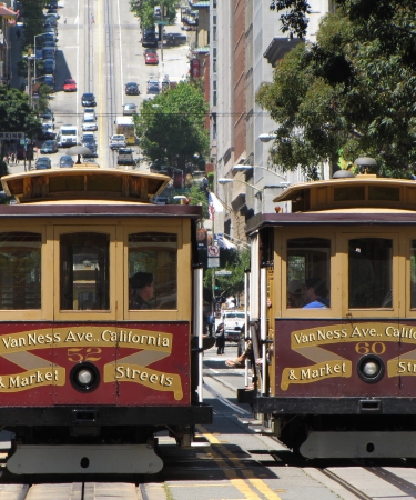 Two San Francisco cable cars