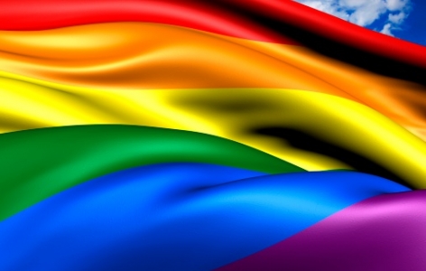 Rainbow flag waving in the wind