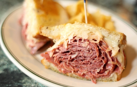 Deli Sandwich piled high with pastrami