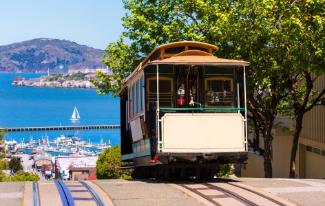 A cable car in San Francisco
