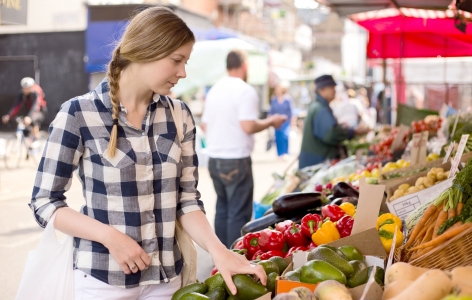 Woman shopping at a farmer's market